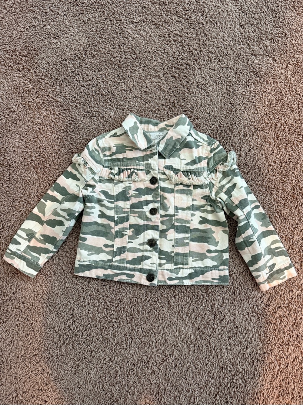 Mud Pie Girls' Green Camo Button-Front Jean Jacket 2-3T